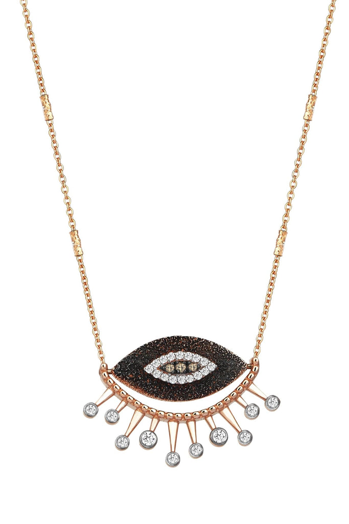 10 Th Eye Eternal Vision Necklace In White And Champagne Diamond | Maison Orient