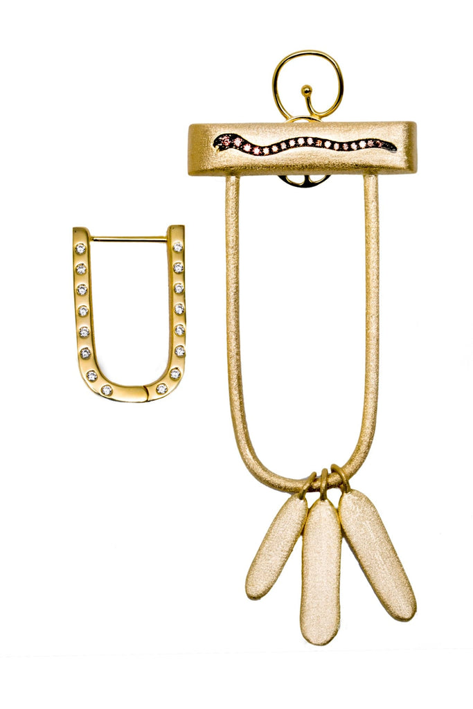 Ammanii Queen Hatshepsut Mix-and-Match Drop Earrings Vermeil Gold | Maison Orient