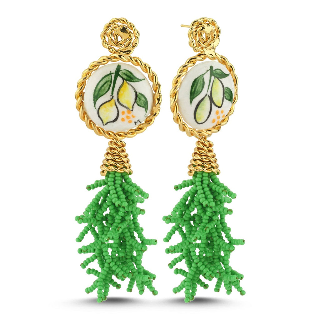 Sorrento Circle Green Earrings | Maison Orient