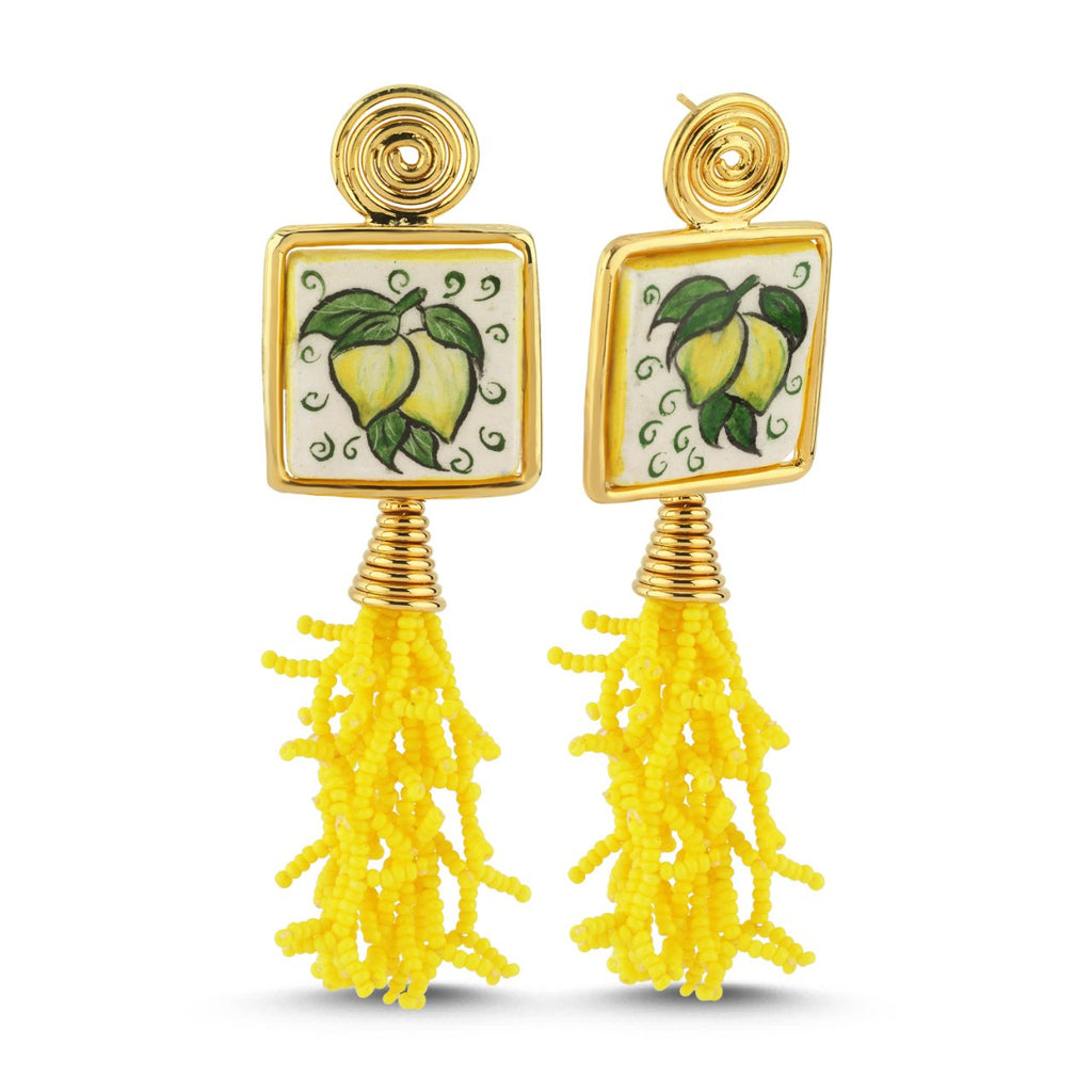 Sorrento Square Yellow Earrings | Maison Orient