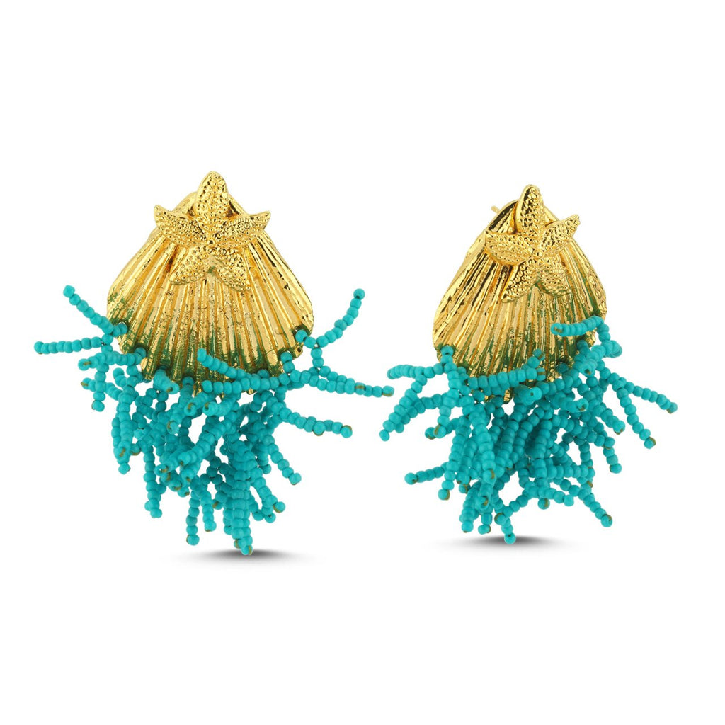 Star Oyster Earrings Turquoise | Maison Orient