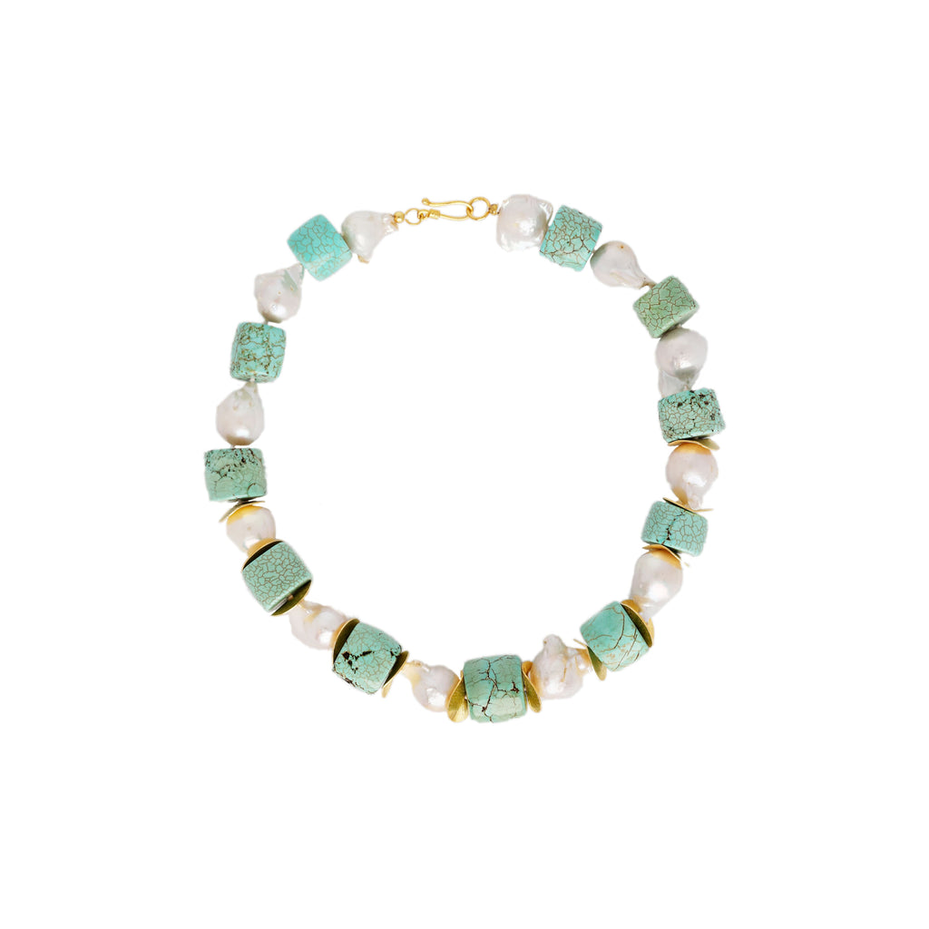 SUNSET Large in Turquoise and Baroque Pearls | Maison Orient
