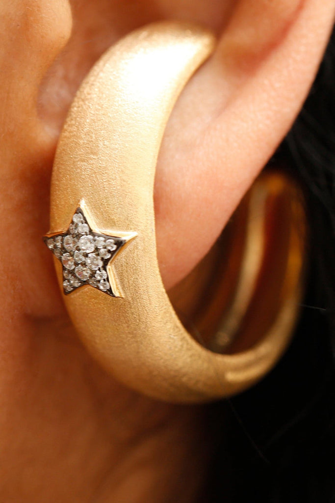 Ammanii Hoop Cuff Earrings With Pave Star | Maison Orient