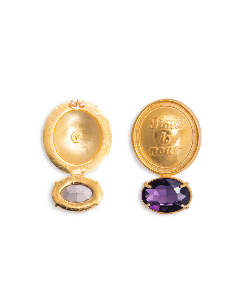 Round earrings with purple stones | Maison Orient