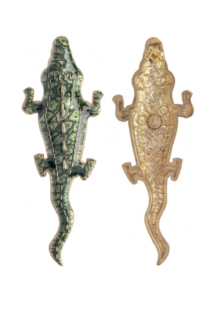Green Large Crocodile Earrings | Maison Orient
