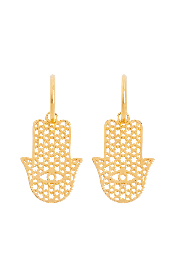 Pair Of Hamsa Earrings Gold | Maison Orient