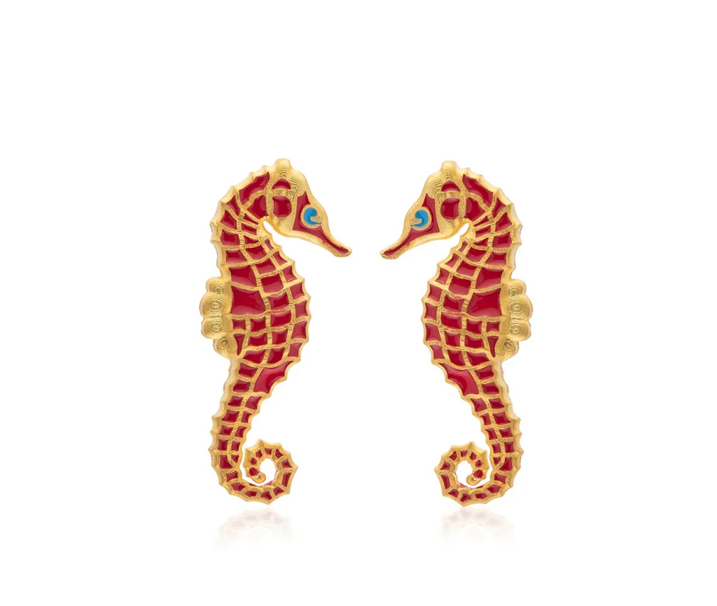 Milou Seahorse Earrings - Red | Maison Orient