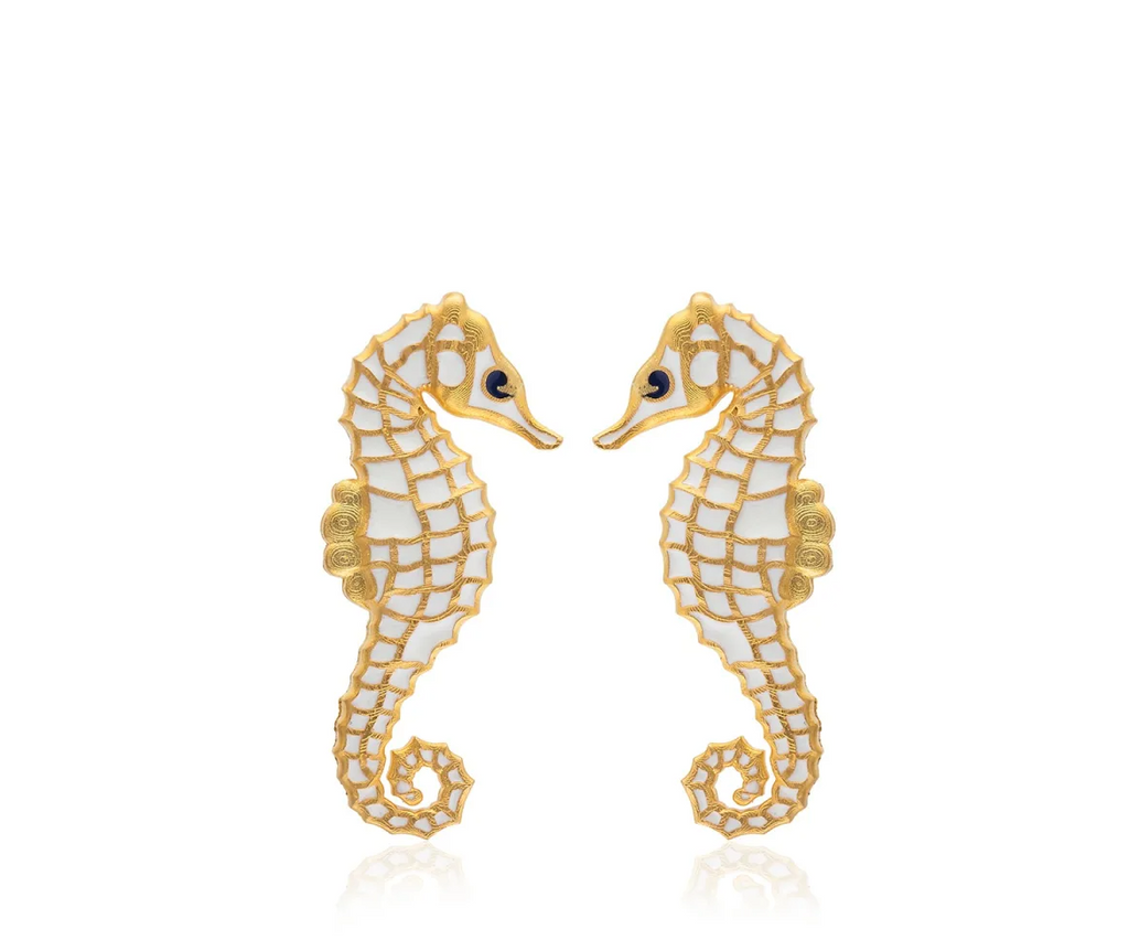 Milou Seahorse Earrings - White | Maison Orient