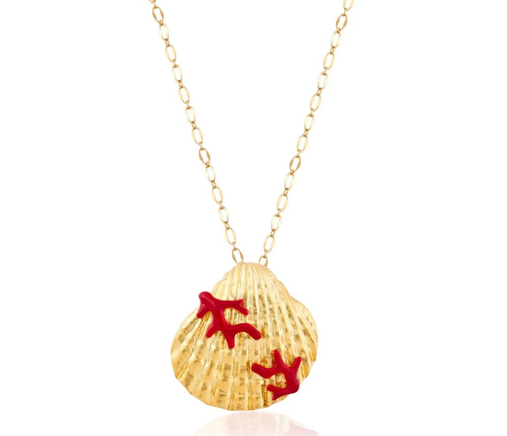 Milou Seashell Necklace with Coral Red | Maison Orient
