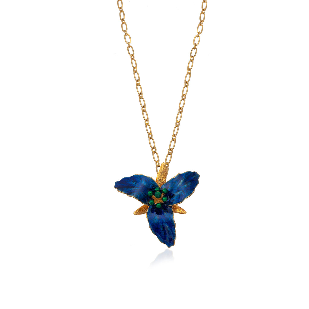 Navy Blue Lily Flower Necklace | Maison Orient