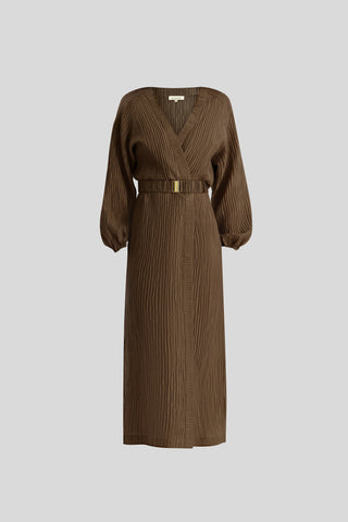 Evia Wrap Dress in Olive Umber