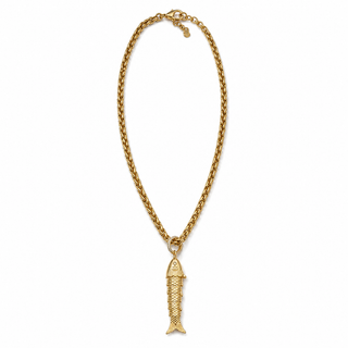 Romy Collection Gold Rolo Chain Necklace with Fish Charm