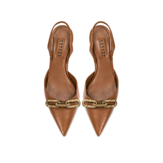 Catena camello leather slingback pump seen from above