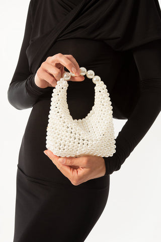 Ivory beaded Jodie mini bag, detail of the beadwork