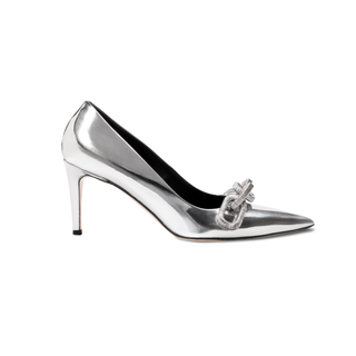 Catena silver leather high-heel pump, side view