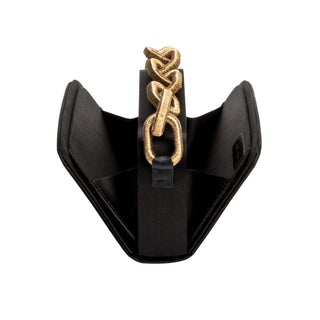 Catena black satin two-sided bag shown open from the side