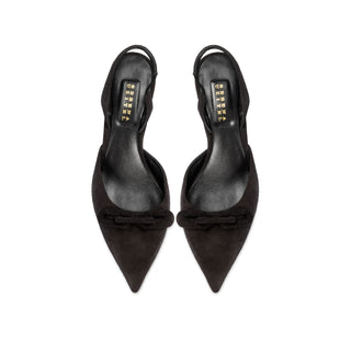 Catena black suede slingback pump seen from above
