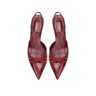 Catena burgundy leather slingback pump seen from above
