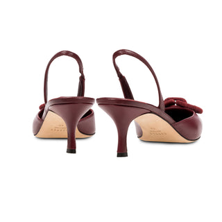 Catena burgundy leather slingback pump seen from the back