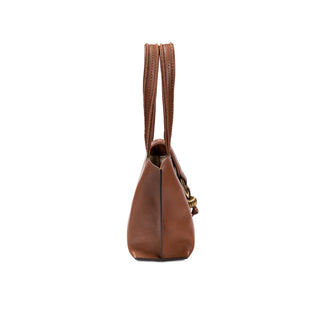 Boho Chic camello small tote bag seen from the side