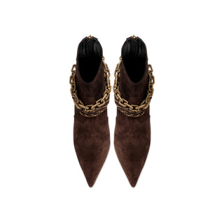 Catena Notte dark brown suede ankle boot seen from above