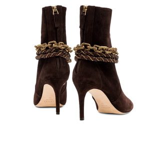 Catena Notte dark brown suede ankle boot seen from the back