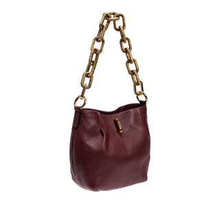 Catena burgundy small shoulder pouch with chain handle