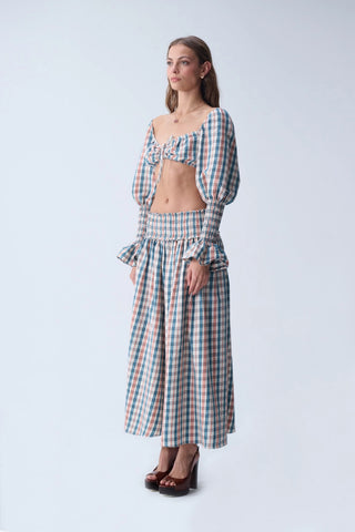 KAIA MIDI SET / ORANGE PLAID