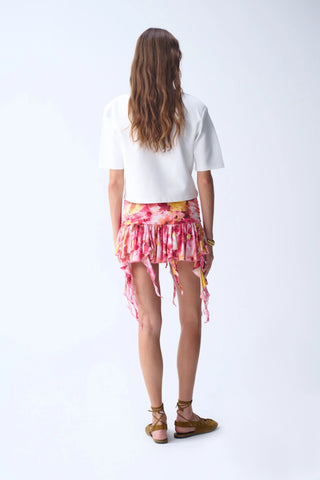 LINA SKIRT / PINK FLORAL PATTERNED