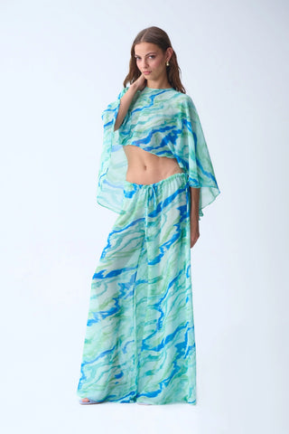 SUMMER CAPE / MINT PATTERNED
