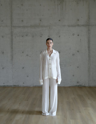 DELLA Knit Cotton Crochet Pant Set
