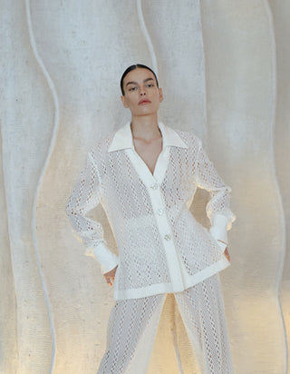DELLA Knit Cotton Crochet Shirt