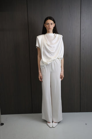 RELIAN Ivory Silk Draped Top