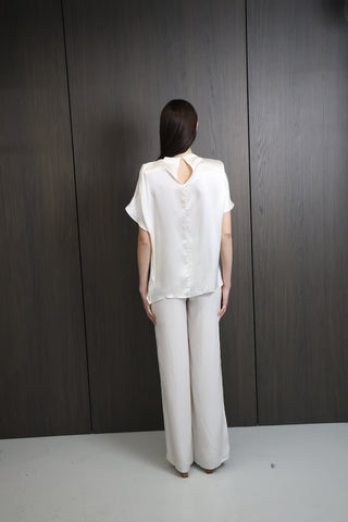 RELIAN Ivory Silk Draped Top