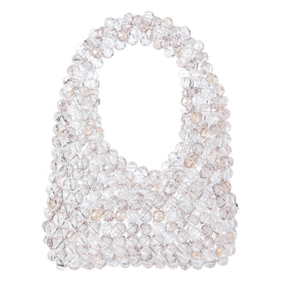 Multicolour beaded Jodie mini bag with oversized bead handle, front view