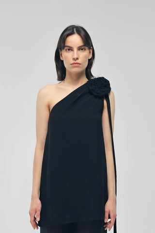 DERFLA Black Crepe Blouse