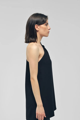 DERFLA Black Crepe Blouse
