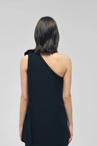 DERFLA Black Crepe Blouse