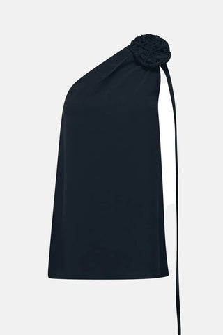 DERFLA Black Crepe Blouse