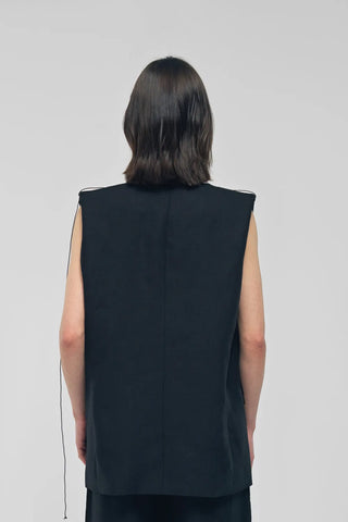 MEILANI Black Linen Vest