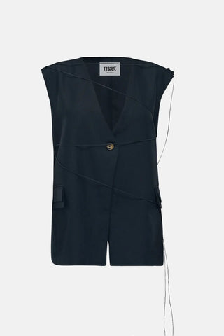 MEILANI Black Linen Vest