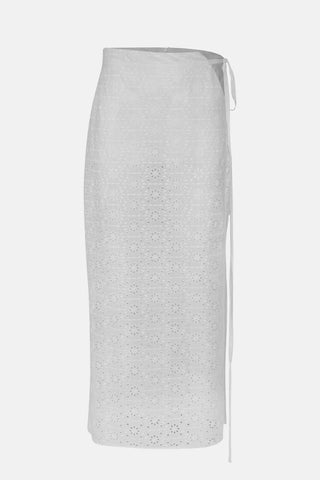 FAYE White See Through Midi Slit Skirt
