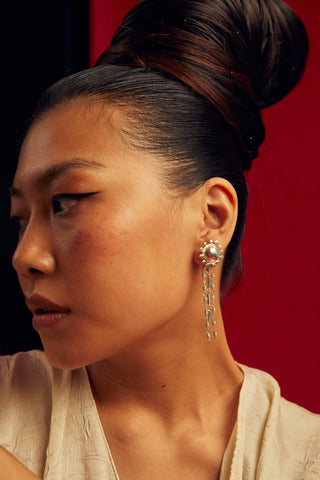 Stupa turquoise chain earring