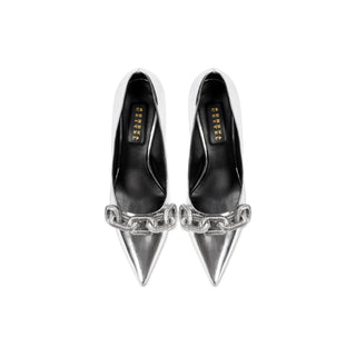 Catena silver leather high-heel pump, side view