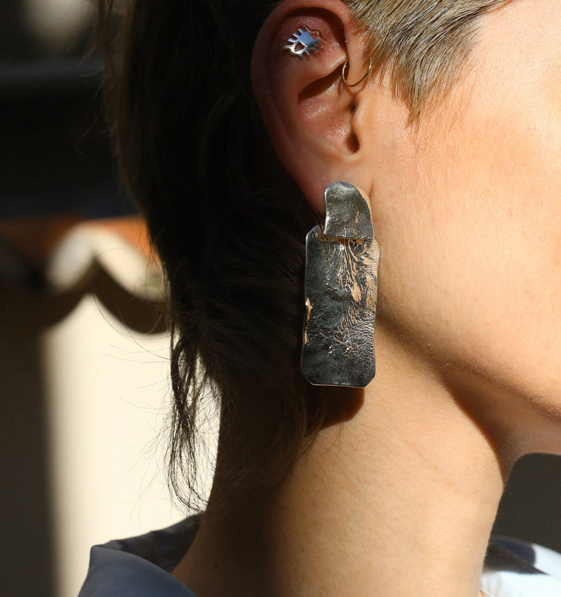 Standing Stone Earrings Silver