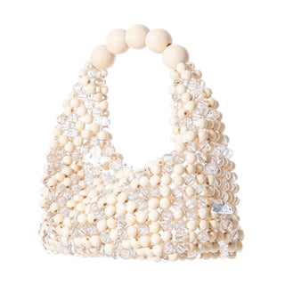 Transparent and beige beaded Jodie bag, detail of the beadwork