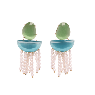 AYLA in green and blue Cat's eye stone - Maison OrientChadia HamatiMaison OrientEarring