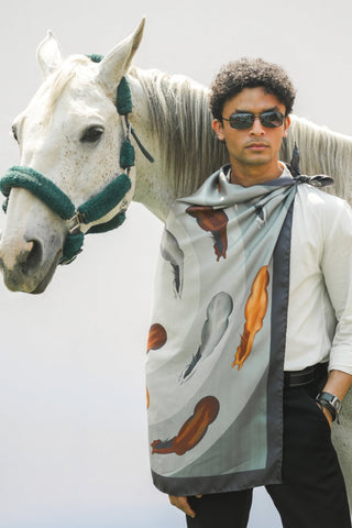 Bird View in Grey Large Scarf - Maison OrientNeightivMaison OrientScarves