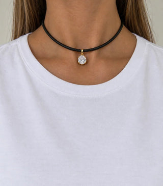 Black Leather Charm Choker - Maison OrientRomy CollectionMaison OrientNecklace