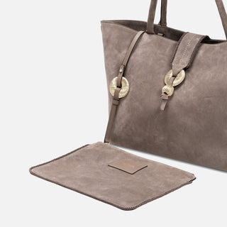Boho Chic taupe tote with its removable inner pouch